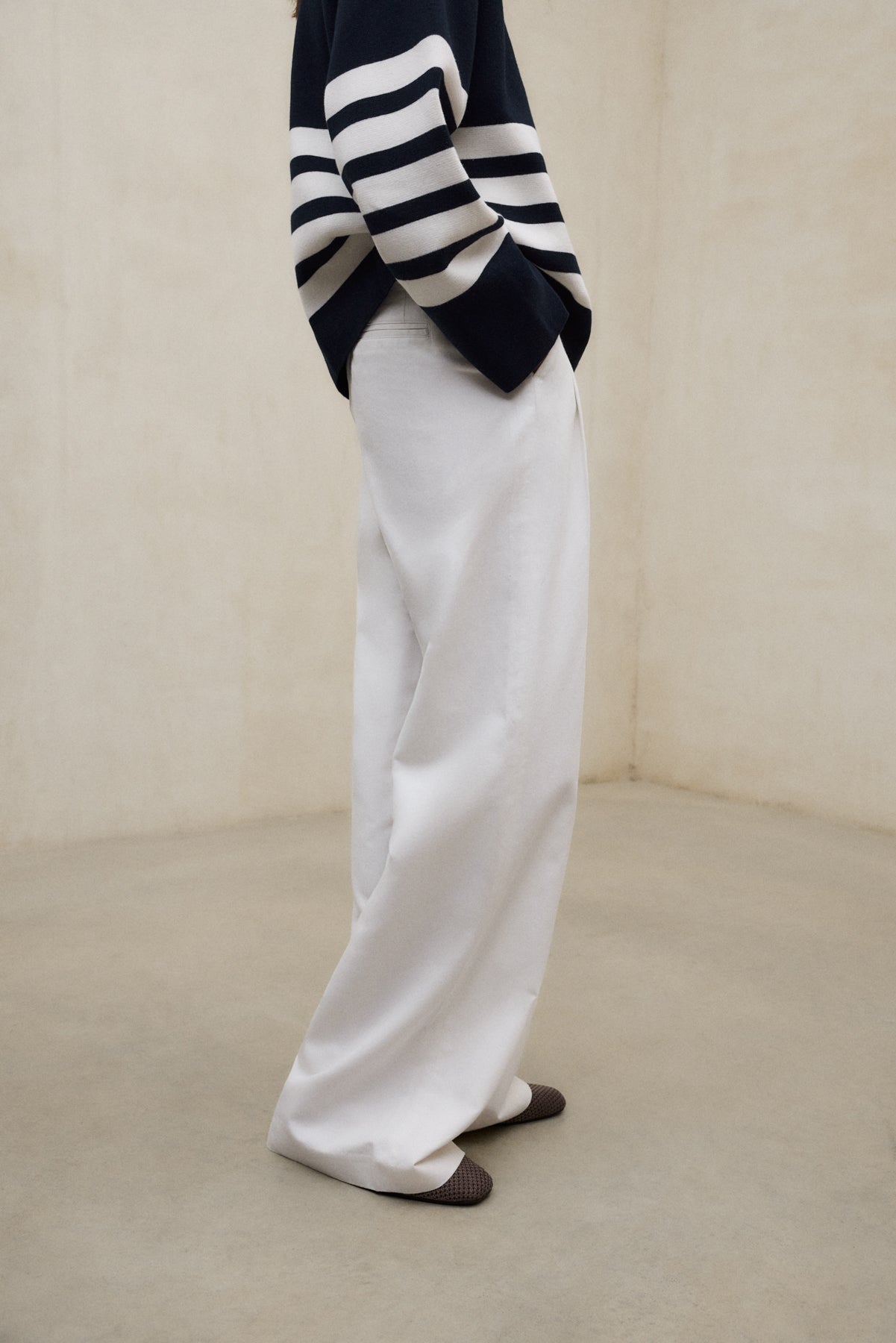 PANTALONI IN LINO MIEL BIANCHI