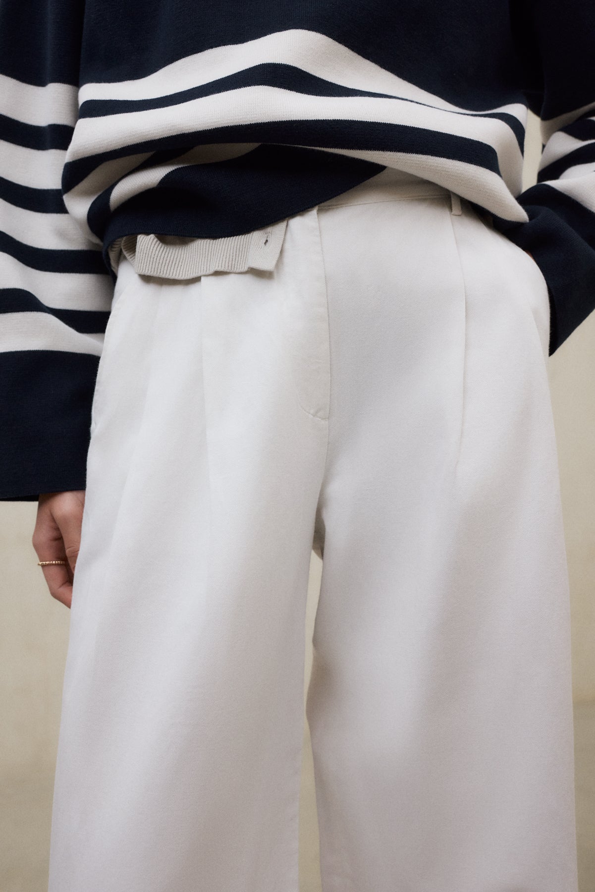 PANTALONI IN LINO MIEL BIANCHI