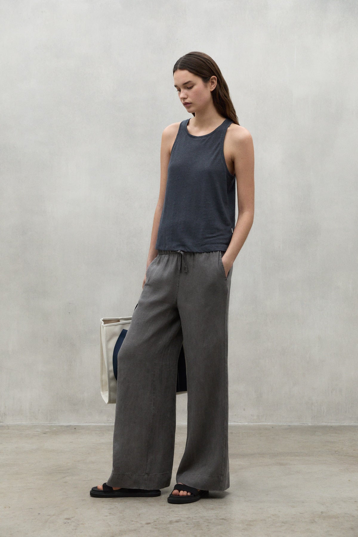 BROWN MOSA LINEN TROUSERS