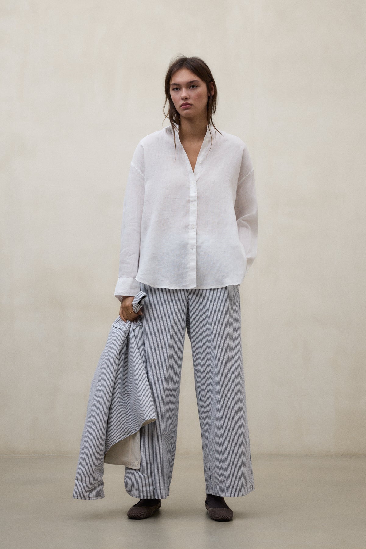 BLUE AND WHITE MOSS TROUSERS