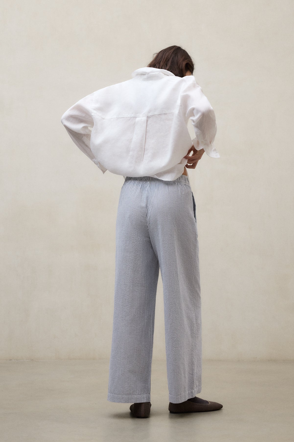 BLUE AND WHITE MOSS TROUSERS
