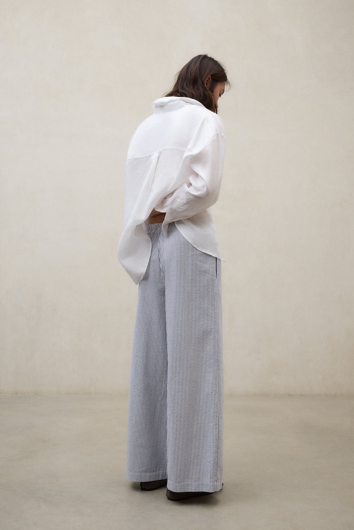 BLUE AND WHITE MOSS TROUSERS