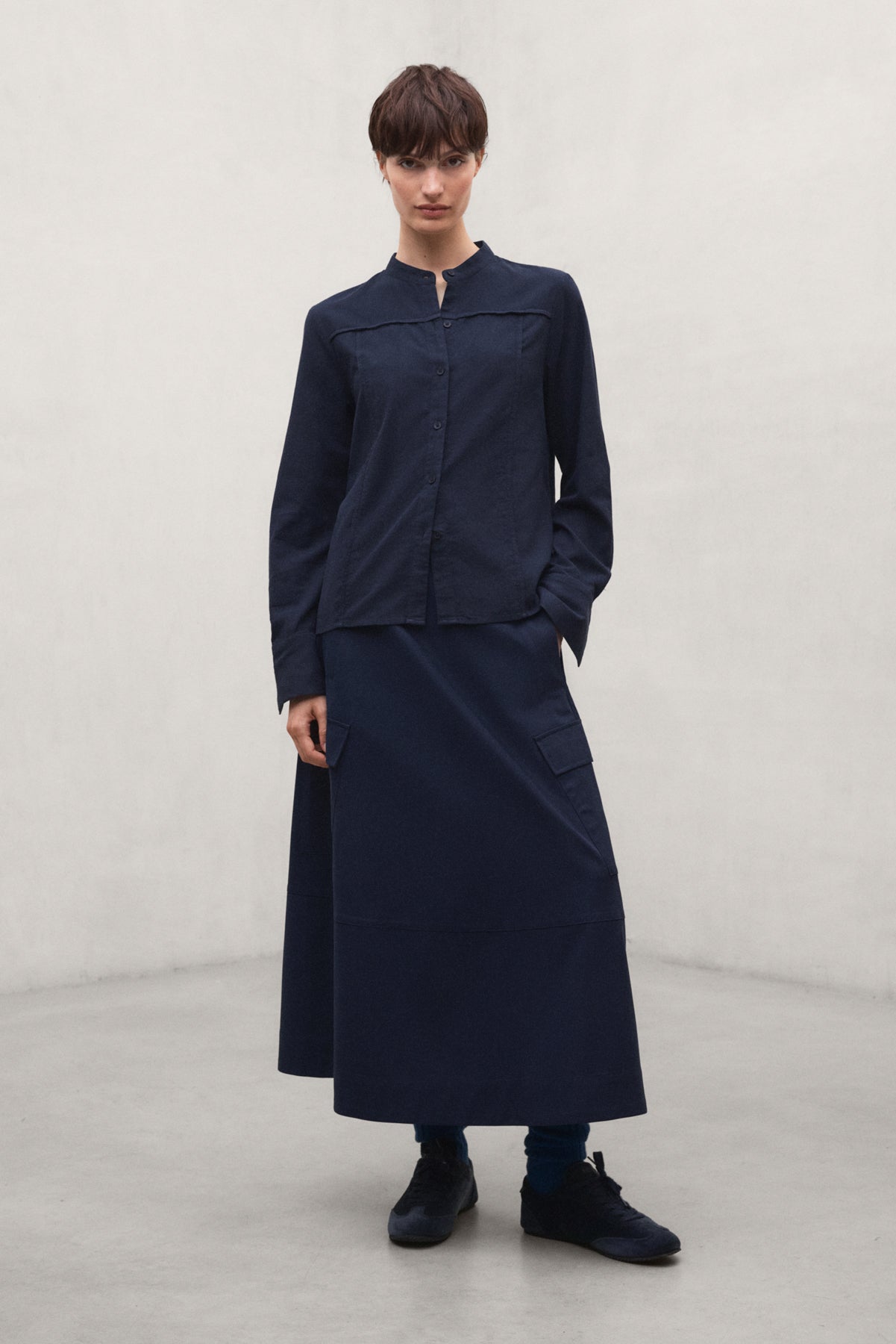 NAVY BLUE TECHNICAL COTTON KANO SKIRT