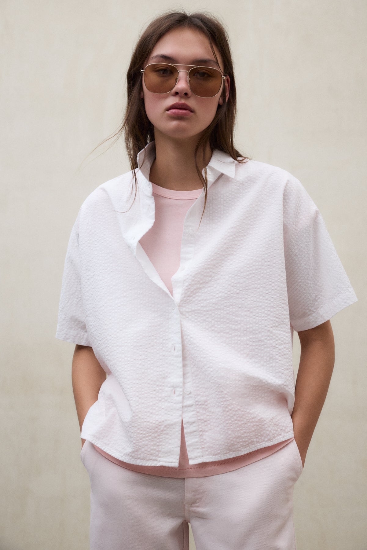 CAMISA MELANIA DE SEERSUCKER BLANCA