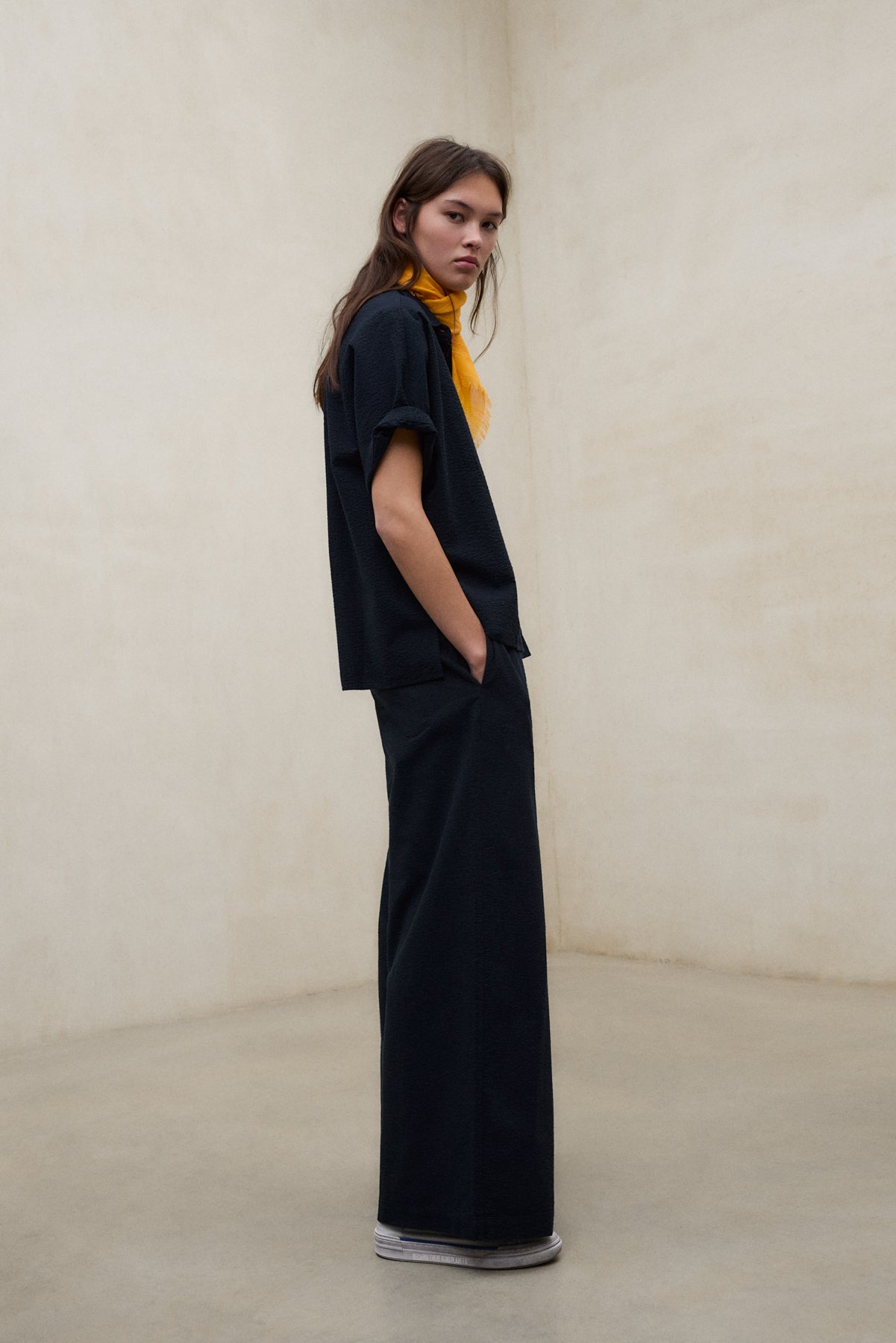 CAMISA MELANIA DE SEERSUCKER AZUL MARINO