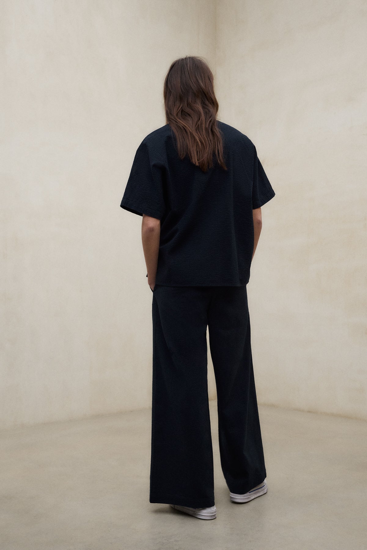 CAMISA MELANIA DE SEERSUCKER AZUL MARINO