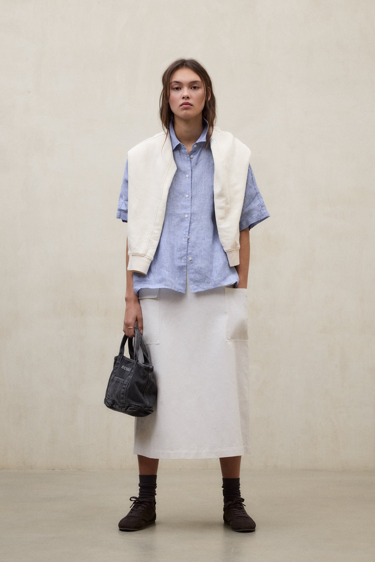 CAMISA MELANIA A RAYAS AZUL