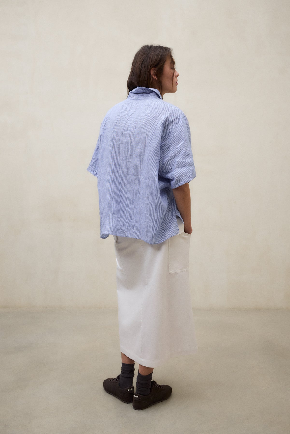 CAMISA MELANIA A RAYAS AZUL