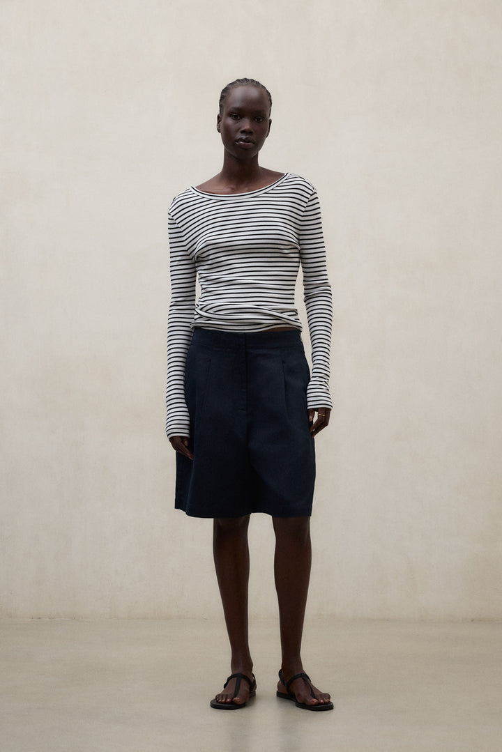 CAMISETA DE MANGA LARGA FARO A RAYAS NEGRA