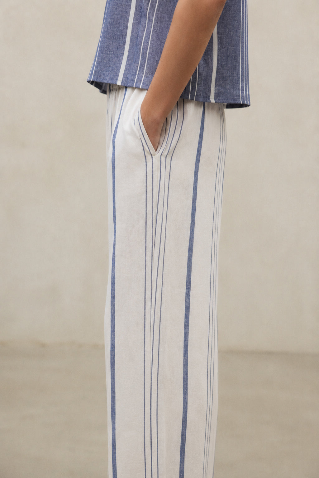 MOSSI STRIPED TROUSERS WHITE