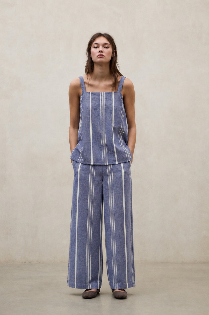 MOSSI STRIPED TROUSERS BLUE