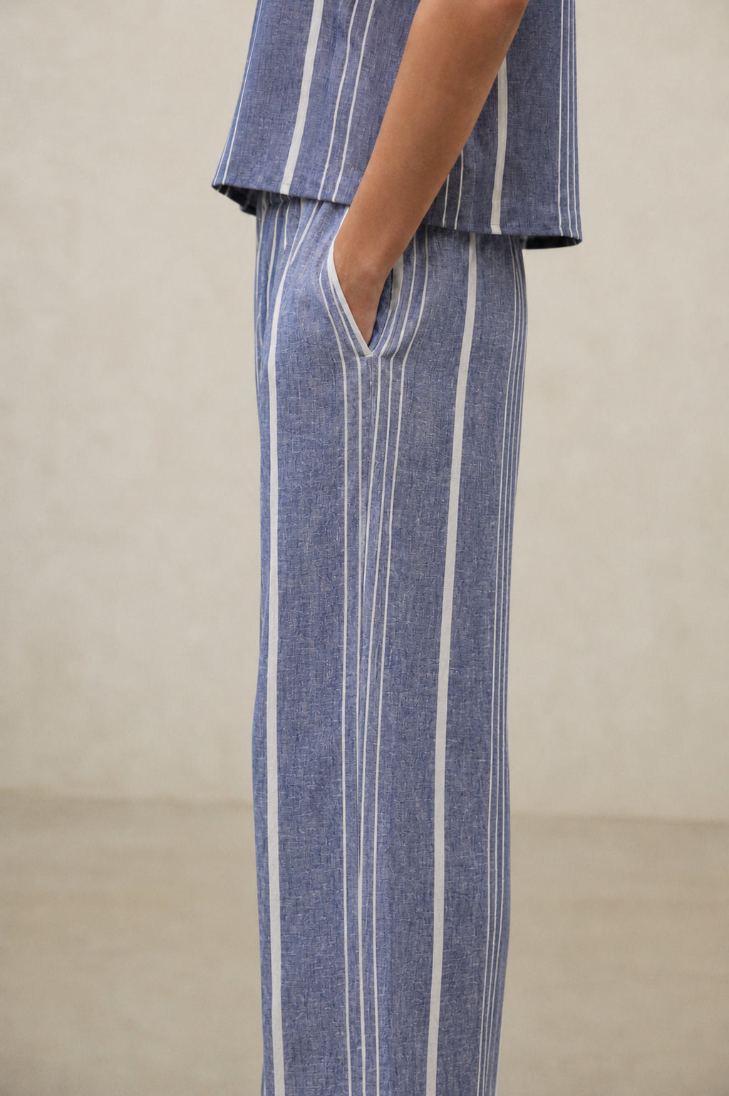 MOSSI STRIPED TROUSERS BLUE