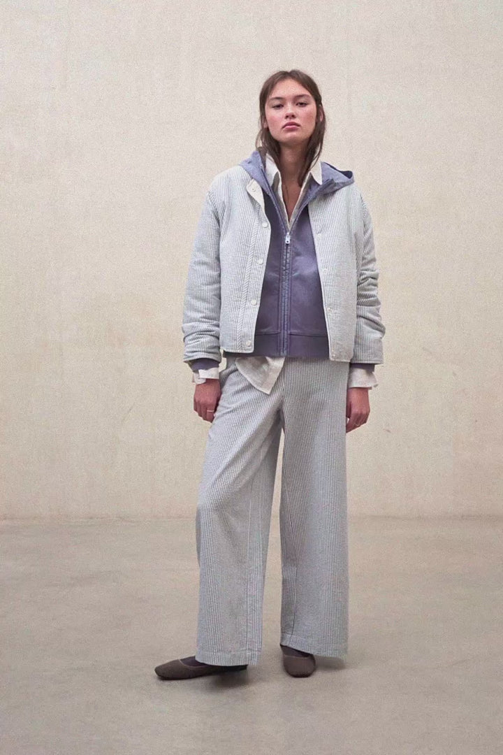 PANTALON MOSS BLEU ET BLANC